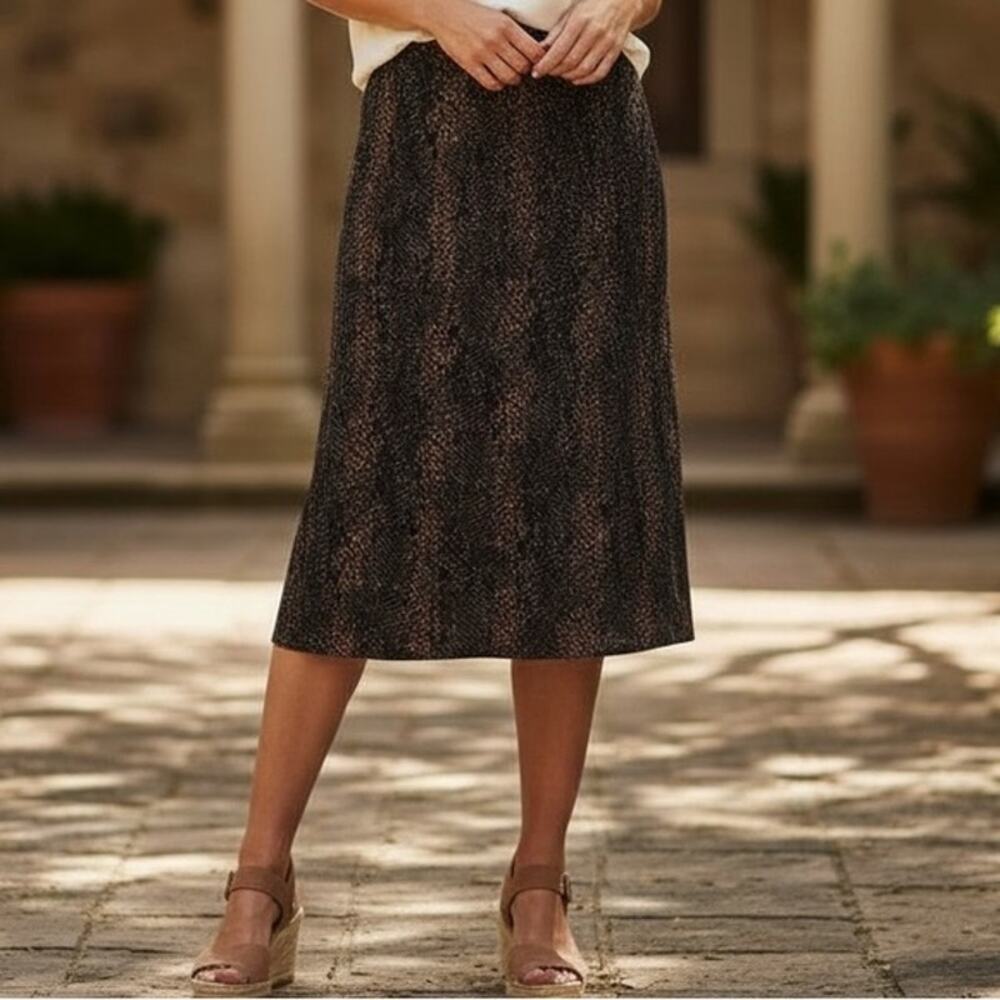 Vintage Plus Size 1X Made in the USA Dodi Fashion Inc Snakeskin Print Midi Skirt